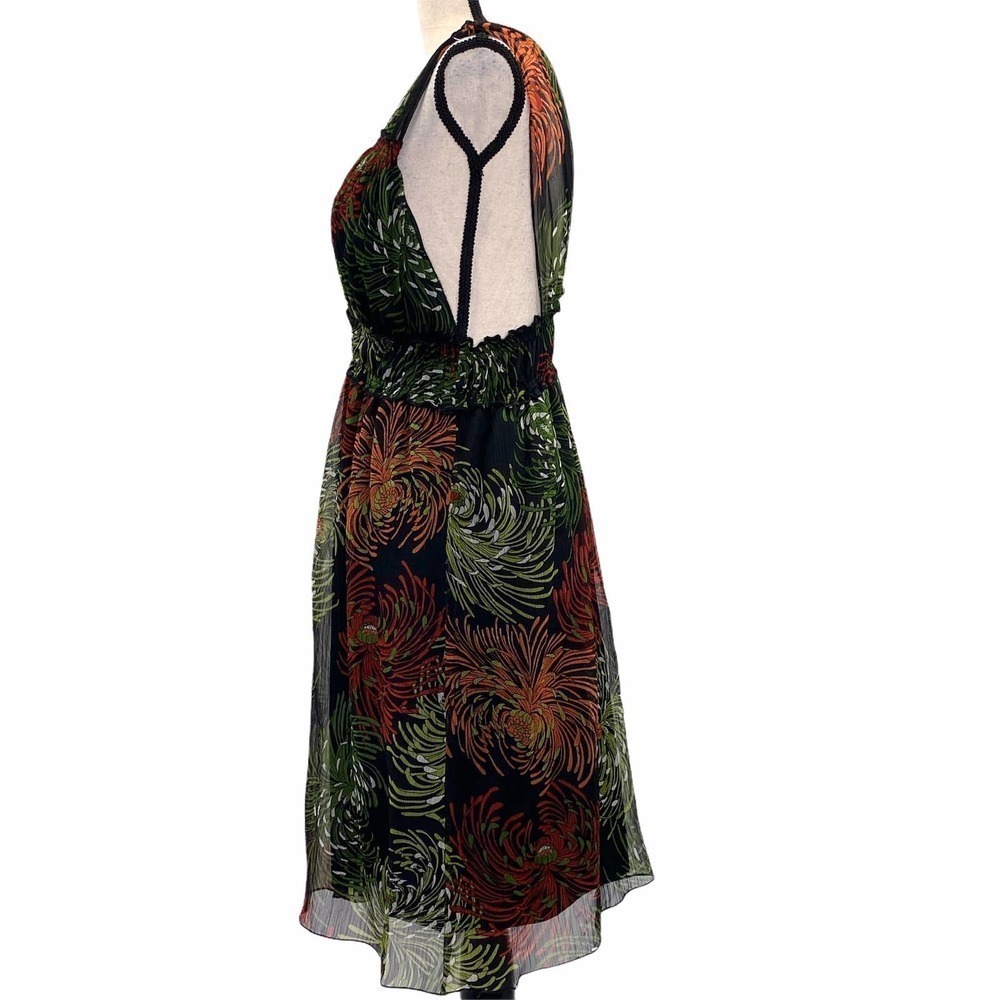 FIRE Los Angeles Sleeveless Plunge Printed Dress L - Picture 6 of 12